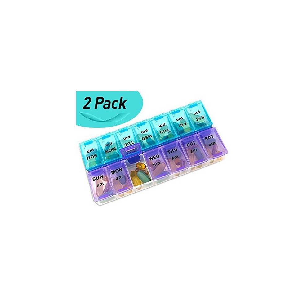 Medca Weekly Pill Organizer, Twice-A-Day, Pack Of 2