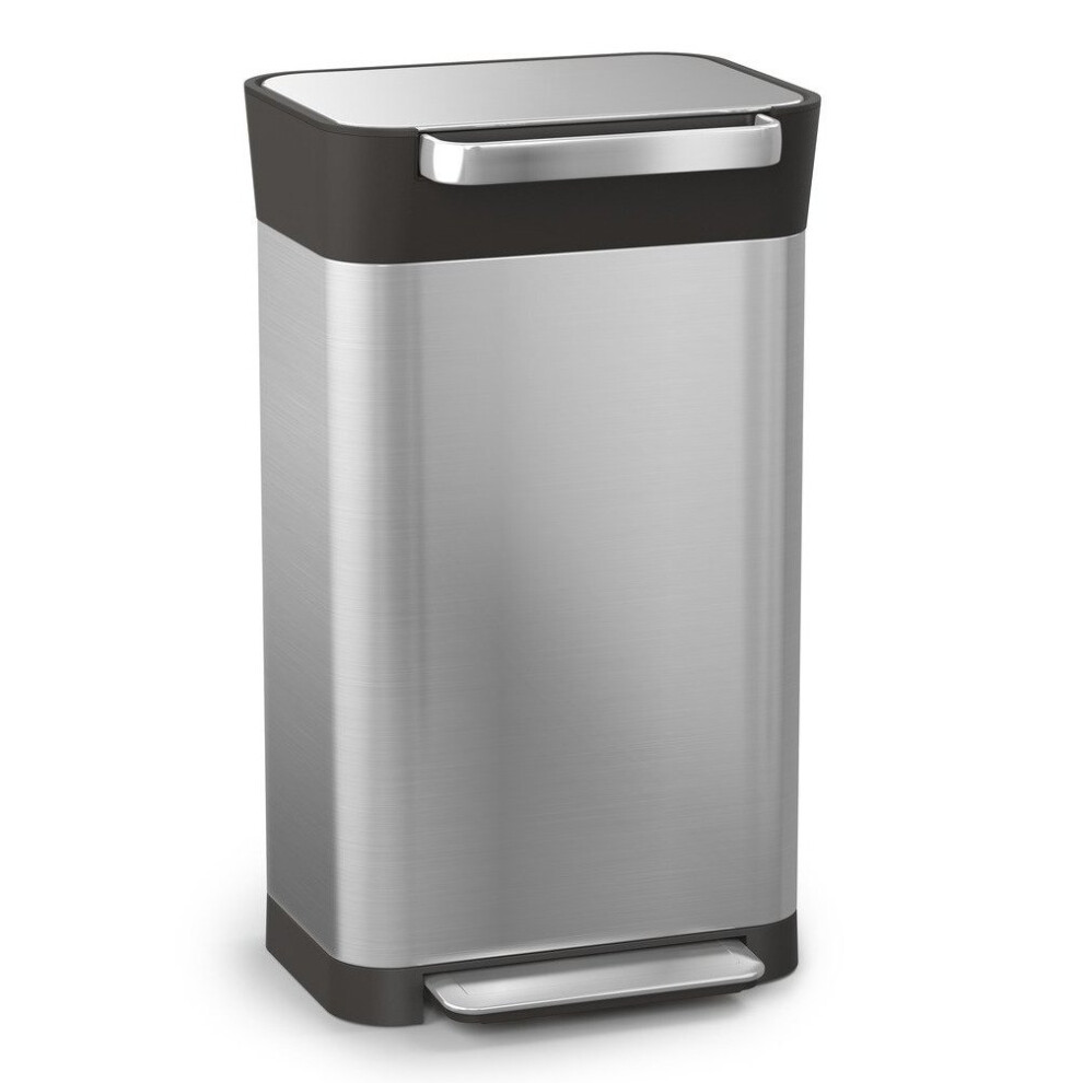 Joseph Joseph Intelligent Waste Titan Trash Compactor, Stainless-steel, Holds up to 90L after compaction