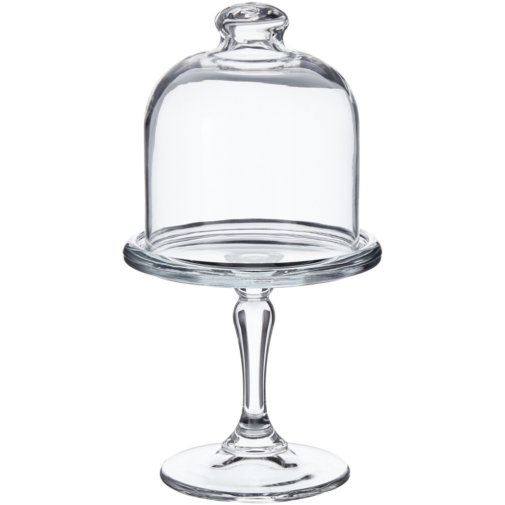 Pasabahce 117551 19.5cm Mini Glass Cake Dome Candy Dish Dessert Dish With Bell Top Lid On Stand