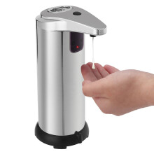 TAPCET Stainless Steel Handfree Sensor Touch-less Auto Soap Dispenser with Waterproof Base 280 ML,Stainless-Silver