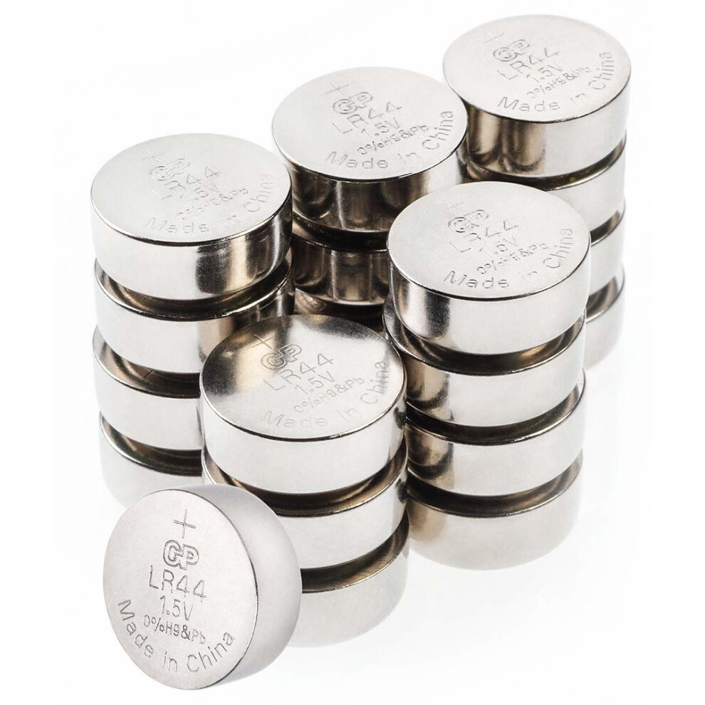 GP LR44/A76 1.5V Alkaline Button Battery - Box of 20 - Replaces A76/LR44, Eco-Friendly, Long-Lasting Power - HJ8U