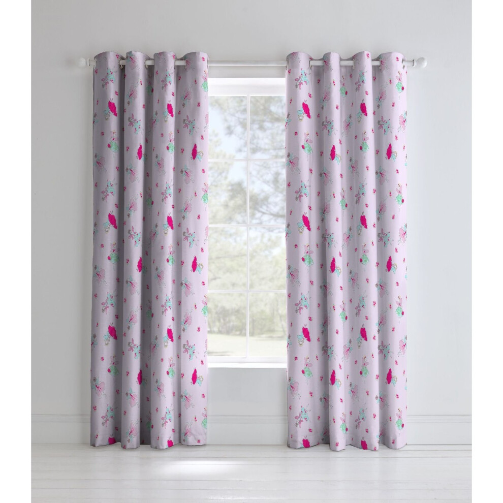 Catherine Lansfield Fairies Easy Care Eyelet Curtains Sheet Pink, 66x72 Inch