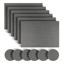 Homcomoda Washable Vinyl Placemats and Coasters Set of 6(Grey)