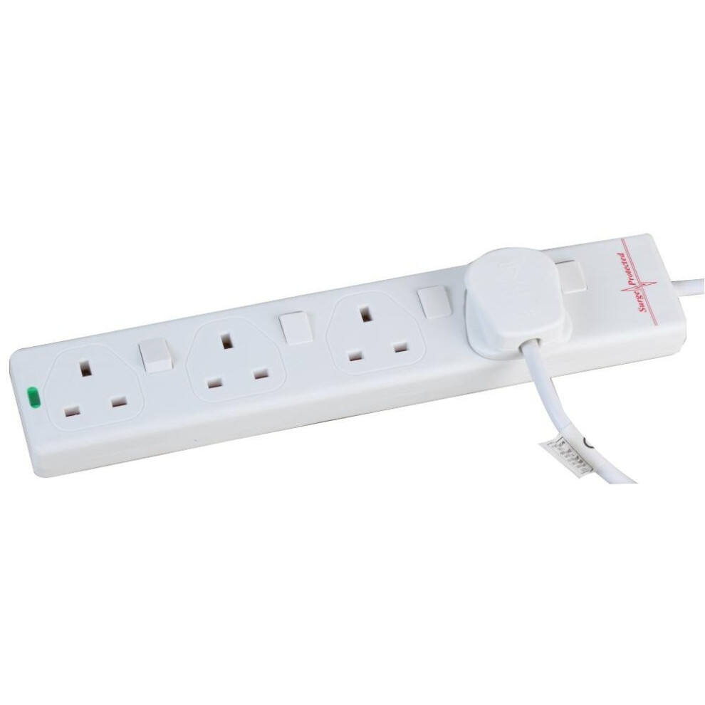 pro elec 10 m Switched Surge Protected Extension Lead - White