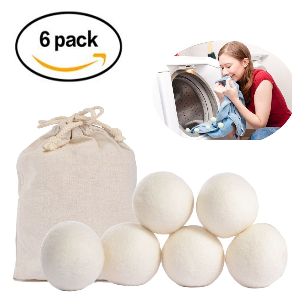 Wool Dryer Balls Natural Eliminate Static Cling No Chemical Non-Toxic Extra Large Wool Tumble Ball Natural Fabric Softener Shorten Drying Time..