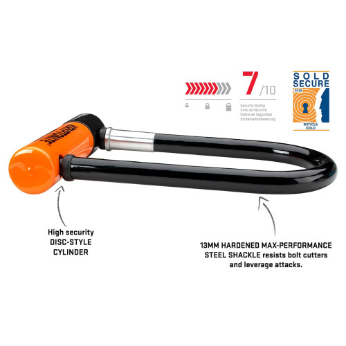 Kryptonite Kryptonite Evolution Mini-7 Lock with Flex Cable and Bracket - Orange, 7-Inch 1