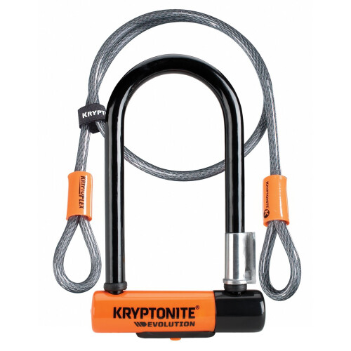 Kryptonite Kryptonite Evolution Mini-7 Lock with Flex Cable and Bracket - Orange, 7-Inch
