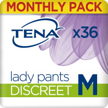 TENA Lady Pants Discreet, Medium, for Moderate Bladder Weakness, Monthly Pack of 36 Incontinence Pants for Women
