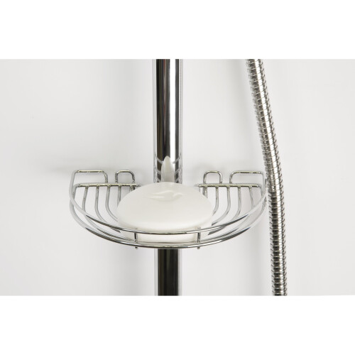 Croydex Chrome Easy to Fit Riser Rail Soap Basket Shower Dish, 5 Year