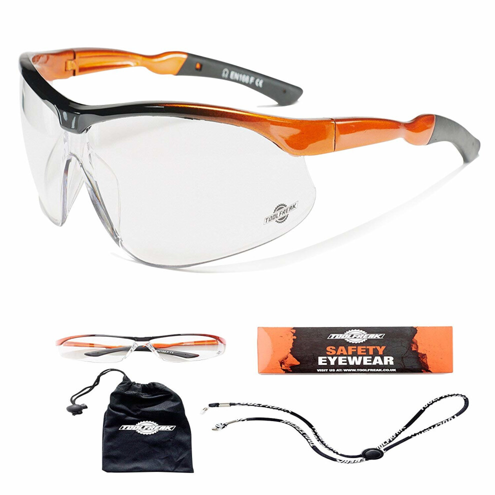 Toolfreak-Agent Safety Glasses With Maximum Uv Protection For Men & Women | Anti-Fog And Anti Scratch Reduction Coating | Lenses With Curved Frame... 634154742648