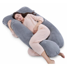 QUEEN ROSE Full Body Pregnancy Pillow & Maternity Pillow with Replaceable and Washable Cover (140 x 78 cm, Velvet, Grey)