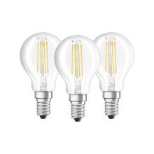 Osram Drop Shape Base Classic P LED Lamp, Cool White, E14, 4 W, Set of 3