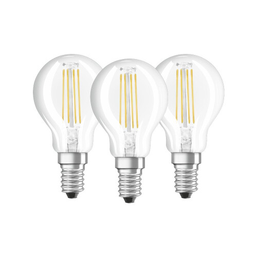OSRAM Osram Drop Shape Base Classic P LED Lamp, Cool White, E14, 4 W, Set of 3