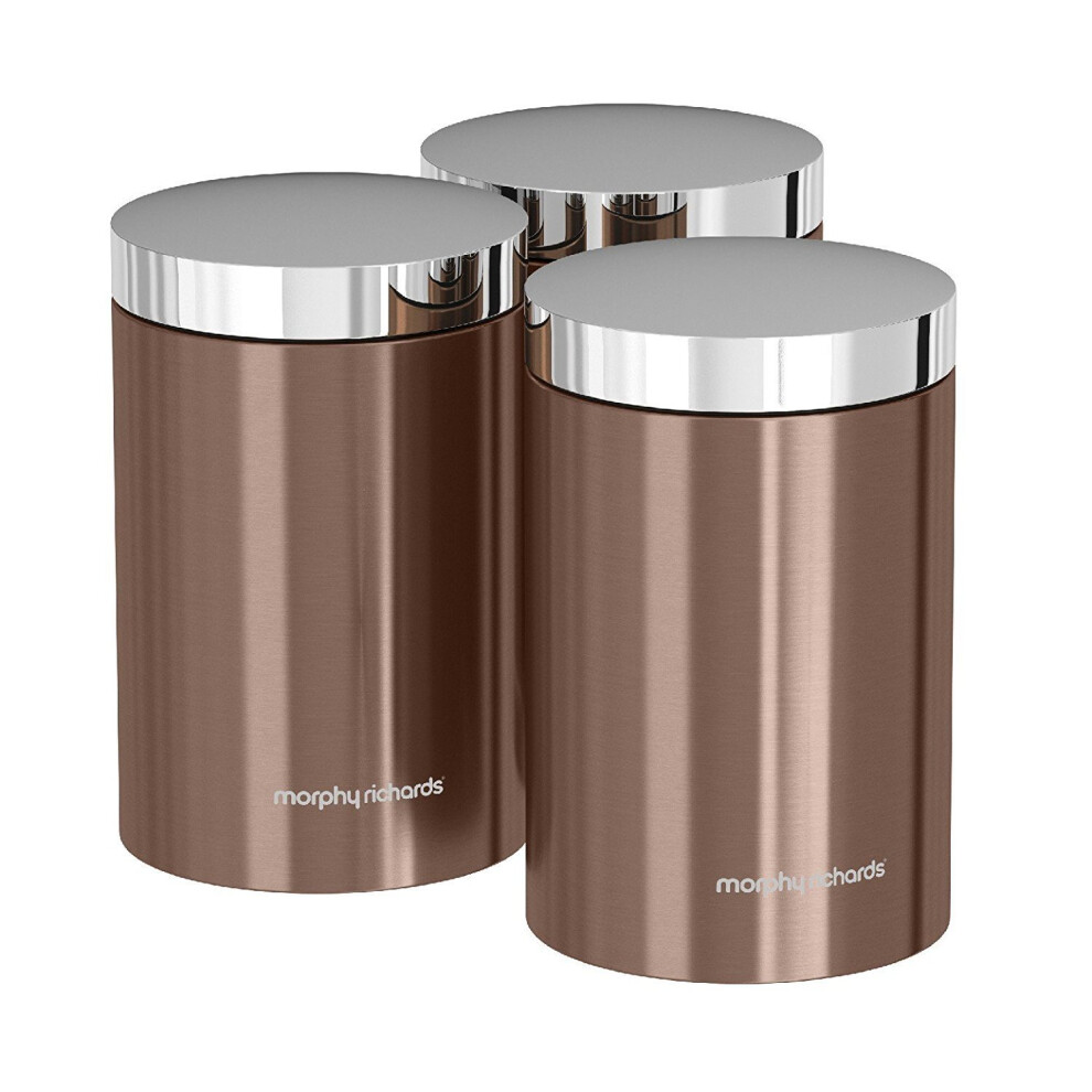 Morphy Richards 974058 Accents Kitchen Storage Canisters, Stainless Steel, Copper, Set of 3