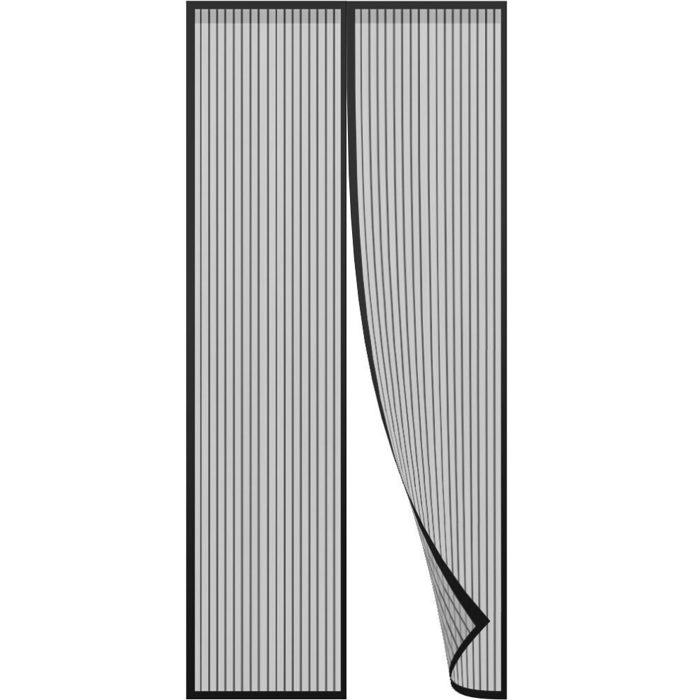 Anpro Magnetic Fly Insect Screen Door Screen Mesh Curtain Fits Door Up To 90 x 210cm (Black)