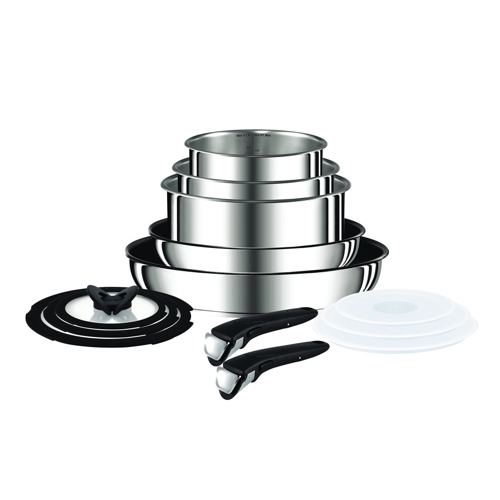 Tefal Ingenio Pots and Pans Set, Stainless Steel, 13-Piece, Induction