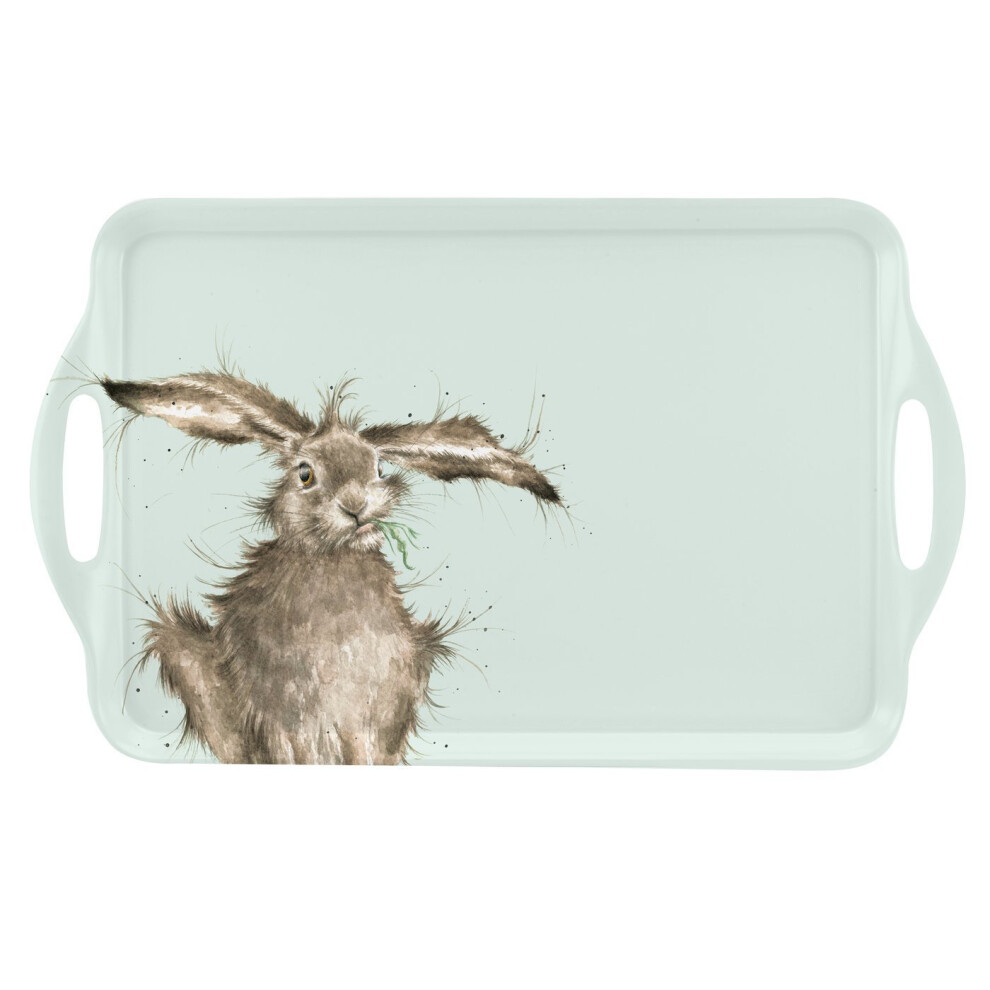 Wrendale Large Handled Tray (Hare), Melamine, Multi Coloured, 20 x 29.5 x 48 cm