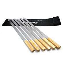 Goutime 23-Inch Long, Large Stainless Steel BBQ Barbecue Skewers, Shish Kebab Kabob Skewers, 1-Inch Wide Blade, Set of 6
