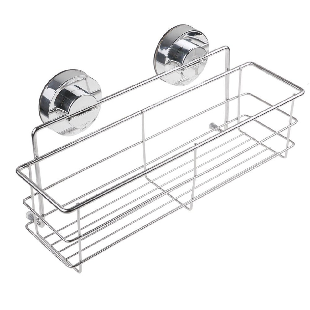 Annstory-69474 Super Powerful Vacuum Suction Stainless Steel Bathroom Shelf Shower Caddy Rack with Locking 15KG Suction