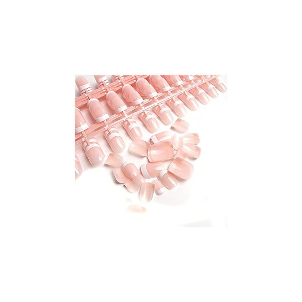 Yunail 240 Pcs 12 Different Size Natural French Short False Nails Acrylic Full Cover Nails With Simple Case (240Pcs) Ã¢Â¬Â¦