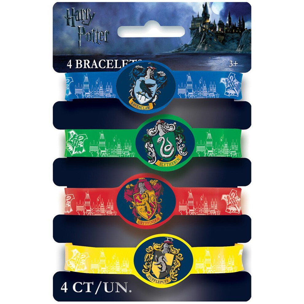 Unique-Party Unique Party 59068 - Harry Potter Silicone Wristband Party Bag Fillers, Pack Of 4