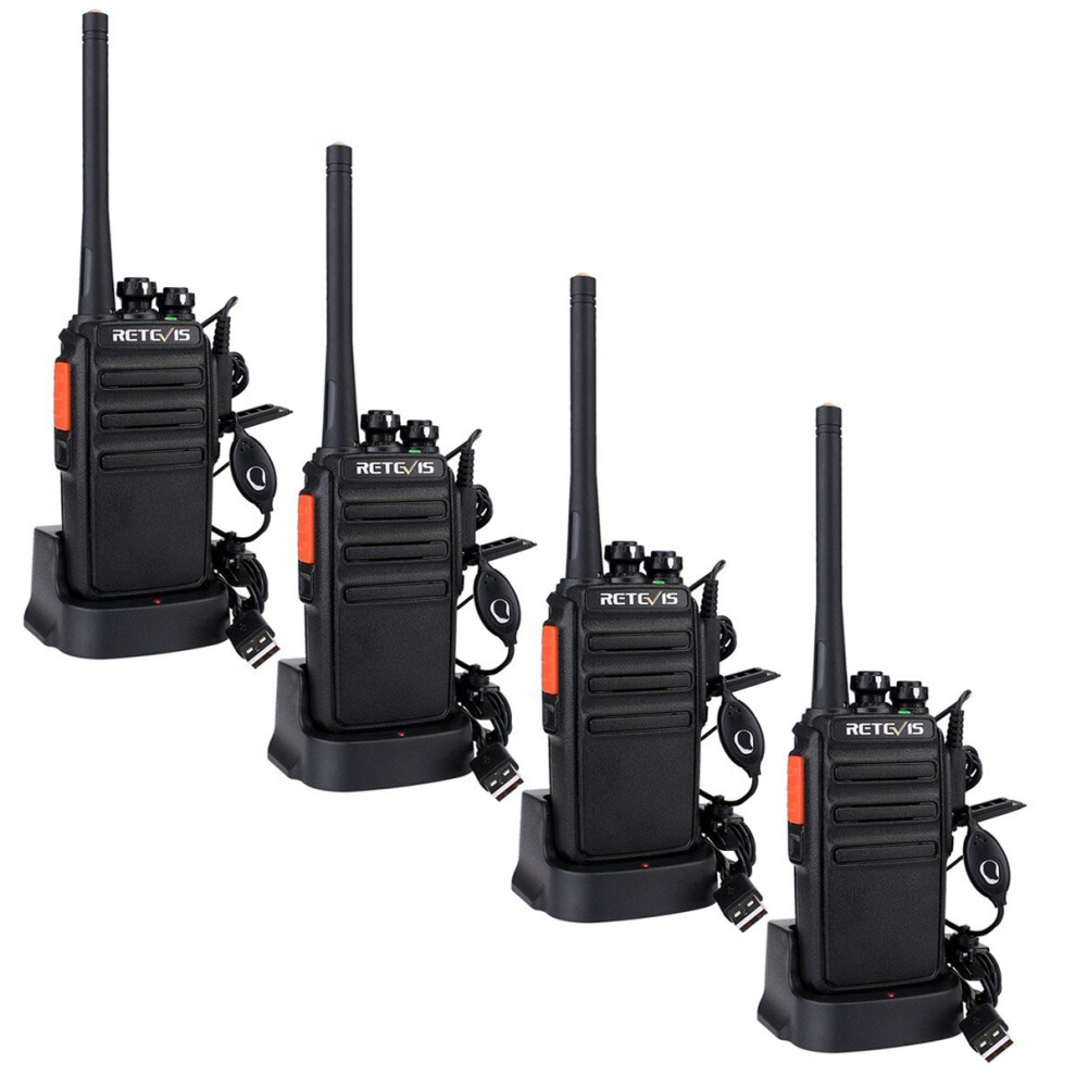 Retevis RT24 Walkie Talkies PMR446 License-free Two Way Radio 16 Channels Scan TOT with USB Charger and Earpieces (Black, 2 Pairs)