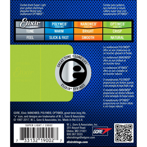 Elixir 19002 Electric Nickel Plated Steel Strings With Optiweb Coating 1