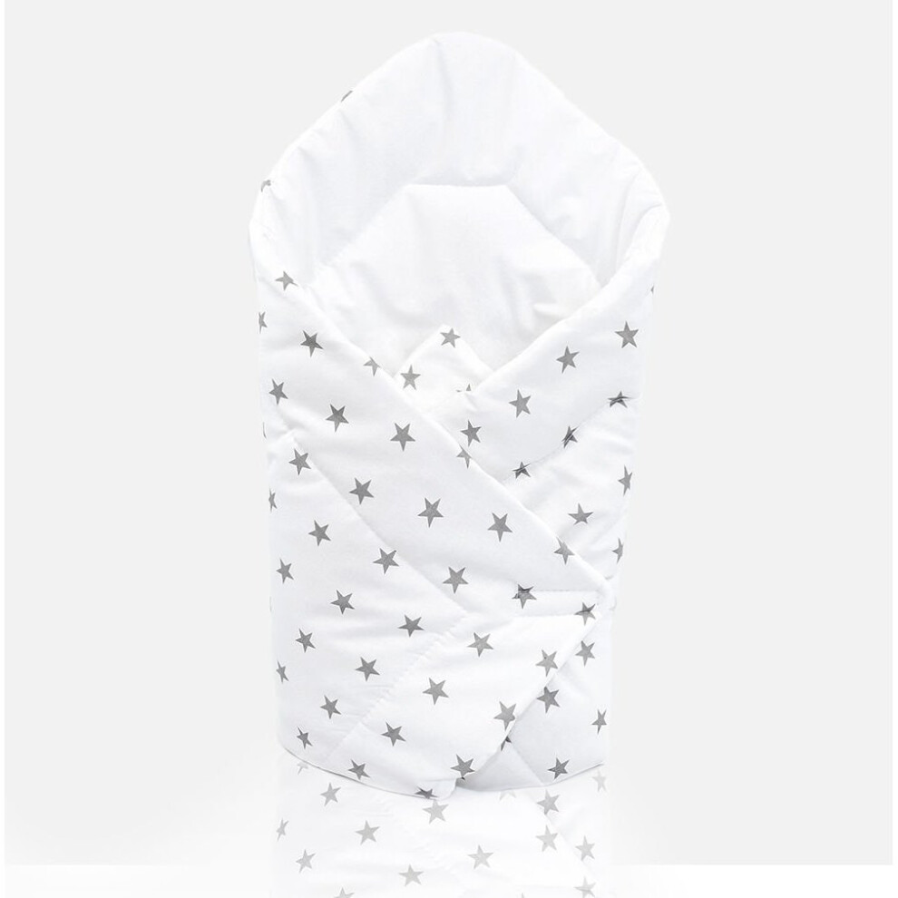 Baby Swaddle WRAP Newborn Infant Bedding Blanket Cotton Sleeping Bag Cotton WRAP (Grey Stars on White Background)
