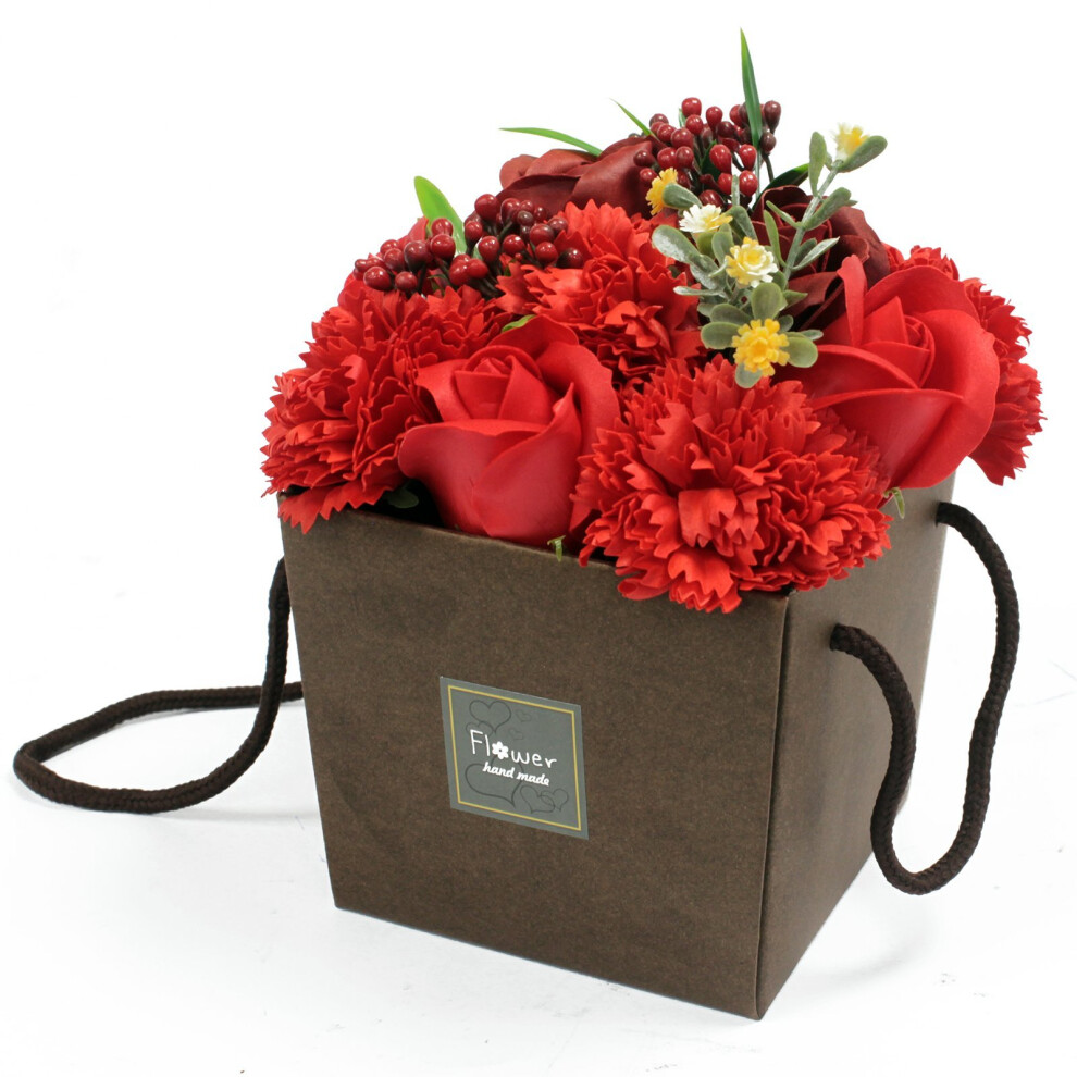 Red Rose and Carnation SOAP BOUQUET Fragrance Scented Bath Petals Gift wrapped for her women ladies presents Romantic Valentines Day Birthday...