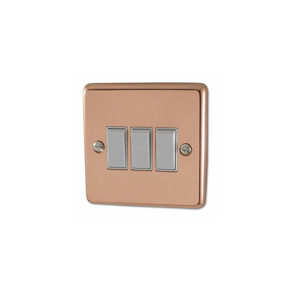 Contour Copper Light Switch (3 Gang/White Switch) - Cbc3w 5055792918748