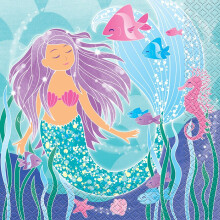 Unique Party 58322 - Mermaid Party Napkins, Pack of 16