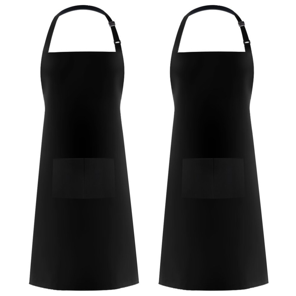 InnoGear 2 Pack Unisex Adjustable Bib Apron Waterproof with 2 Pockets Cooking Kitchen Aprons for Home Kitchen,Restaurant,coffee house