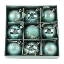 Set of Nine Blue Christmas Tree Baubles (6cm) by Christmas Direct