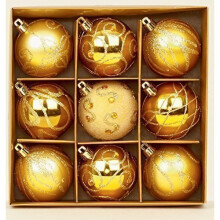 Set of 9 Gold Christmas tree baubles 6cm by Premier