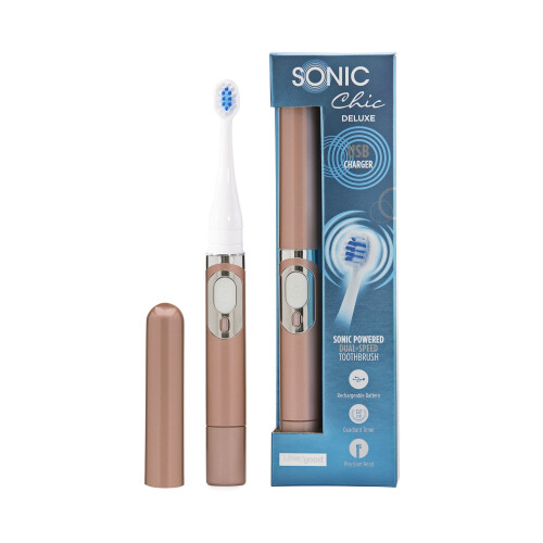 Sonic Chic Deluxe Rechargeable Travel Toothbrush, Rose Gold on OnBuy
