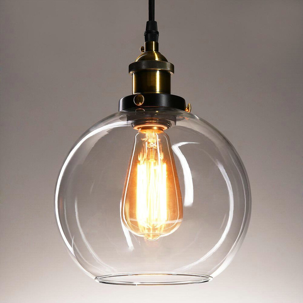 Frideko Vintage Industrial Ball Glass Lampshade Ceiling Pendant Light for Home Office Bedroom Coffee Shop