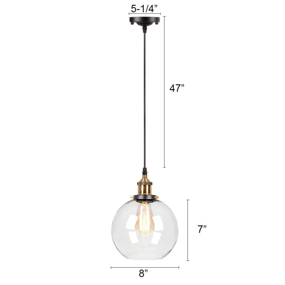 Frideko Vintage Industrial Ball Glass Lampshade Ceiling Pendant