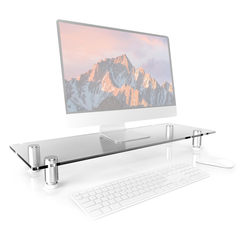 Duronic Dm052-1 Monitor Stand Riser For Desk Pc Computer Monitor | Laptop And Tv Clear Glass 5060184208093