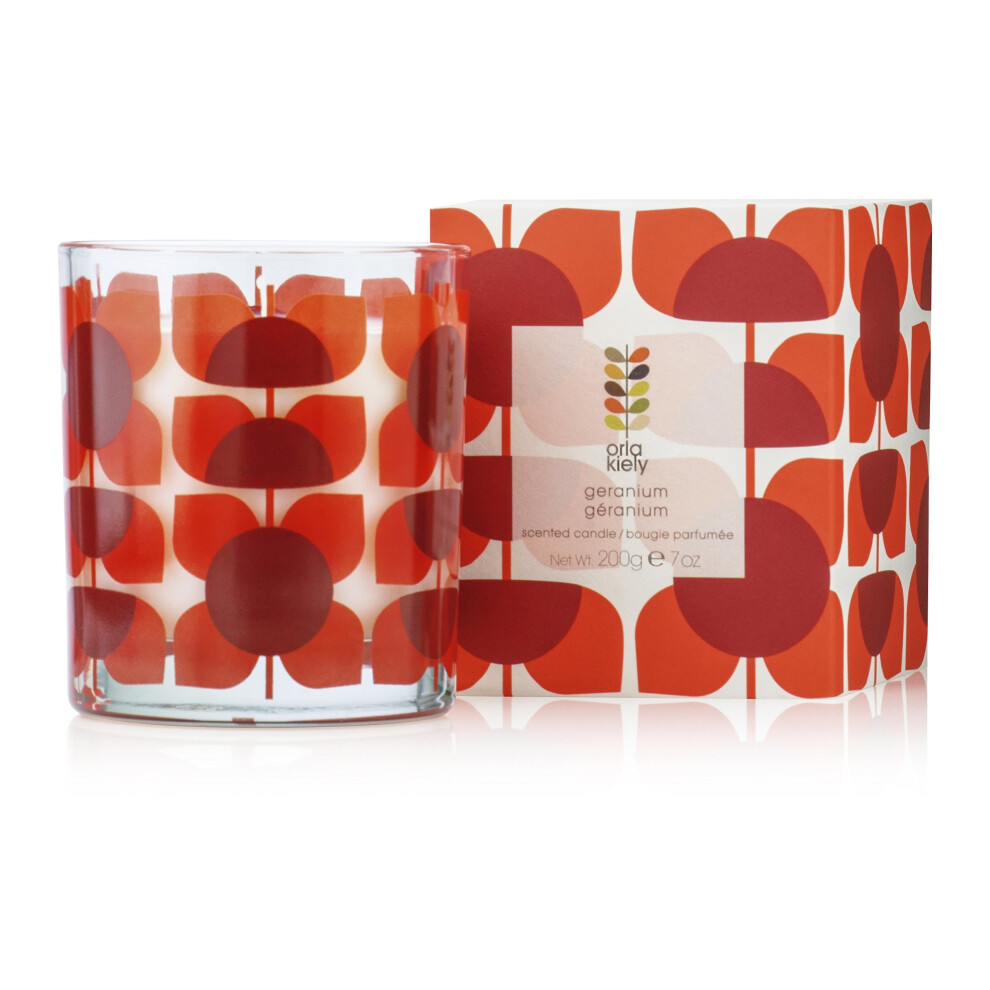 Orla Kiely Geranium Scented Candle, Red