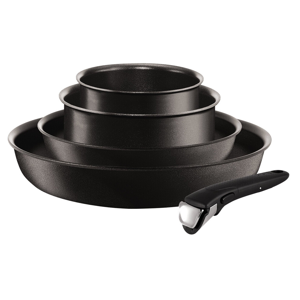 Tefal l65491 performance and pot set of 5 pans with non-stick coating suitable for induction cookers starter set, black.