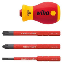 Wiha SoftFinish Electric SlimVario Stubby Screwdriver Bit Holder Set 4Â Pieces(41230) VDE Approved Individually-Tested with Ergonomic Handle for...
