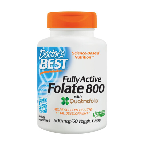 Doctor's Best Fully Active Folate 800 with Quatrefolic, 60 Vegetarian Capsules
