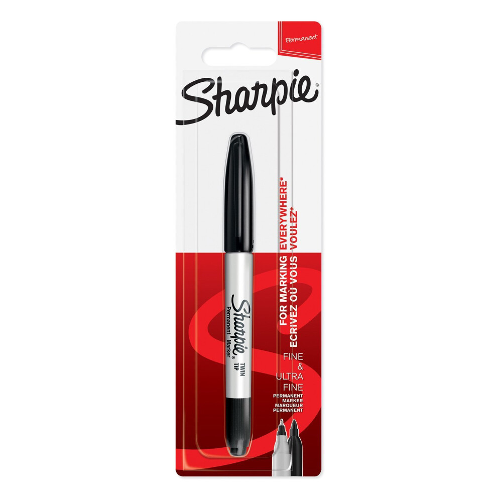 Sharpie 1985877 Permanent Marker, Twin Tip - Black