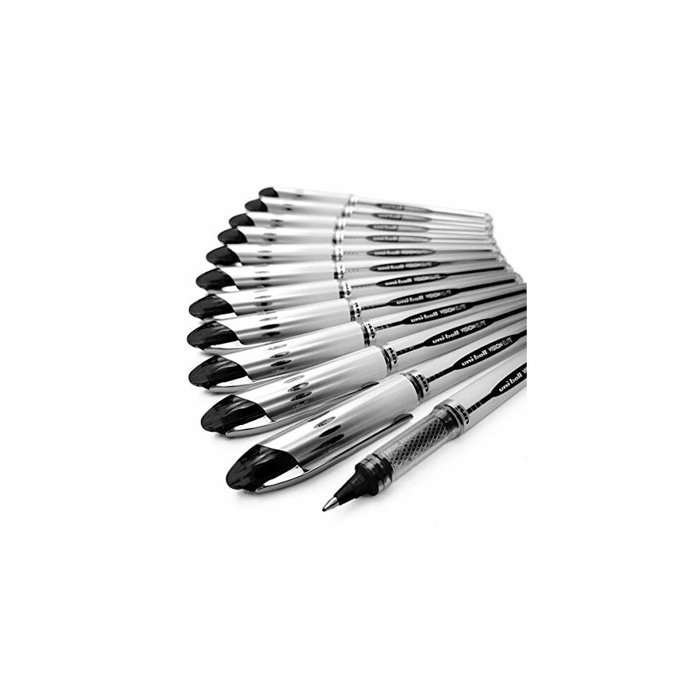 Uni-Ball Vision Elite - Ub-200 - Liquid Ink Rollerball Pen - Box Of 12 (Black) Black