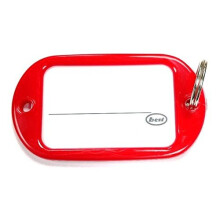 Bulk Hardware BH04021 Key Ring Luggage Tag Large 55 x 28mm (2.1/8 inch x 1.1/8 inch) with Card Insert - Red - Pack of 5