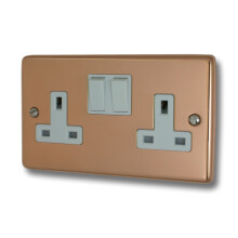 Contour Copper Double Socket (White Switch) - CBC10W