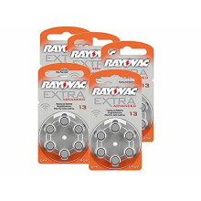 Rayovac Extra Advanced hearing aid batteries, type 13,Â 1.45Â V, 310Â mAh, 5x packs of 6