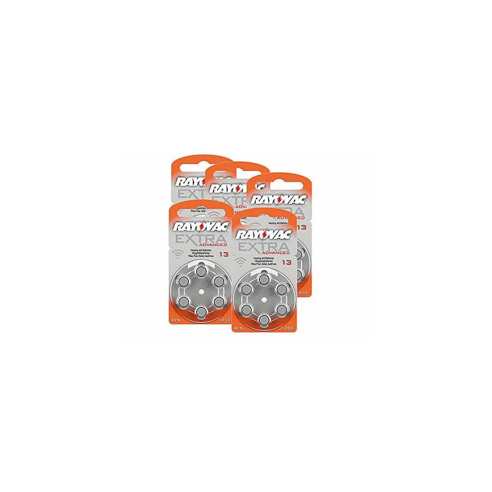 Rayovac Extra Advanced hearing aid batteries, type 13,ÃÂ 1.45ÃÂ V, 310ÃÂ mAh, 5x packs of 6