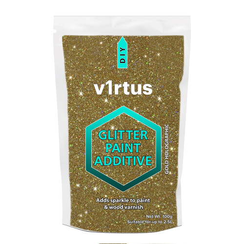 v1rtus Gold Holographic Glitter Paint Crystal Additive 100g for