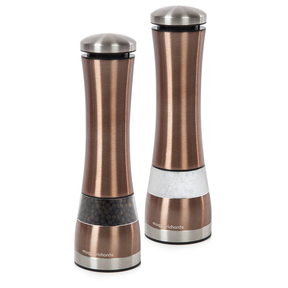 Morphy Richards 974235 Accents Electronic Salt and Pepper Mill Set, Stainless Steel, Copper